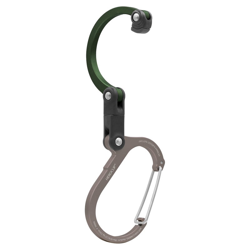 HEROCLIP GEAR AID HEROCLIP Carabiner Gear Clip and Hook (Medium) for Camping, Backpack, and Garage Organization, Forest Green - Image 2