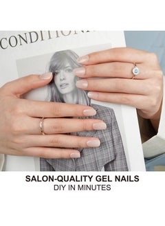 DANNI & TONI Semi Cured Gel Nail Strips White Ombre (Frosty Veil) French Gel Nail Stickers Transparent To White Gel Nail Wraps 28 Stickers  - Image 2