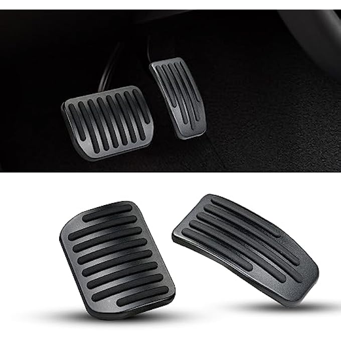 Pedal Covers Set for Tesla Model 3 Model Y 2017-2024, Upgrade Skid-Resistant Brake Caliper Covers Foot Accelerator Pedal Aluminum Premium Performance Protection Car Interior Accessoriesï¼ˆBlackï¼‰ - Image 1