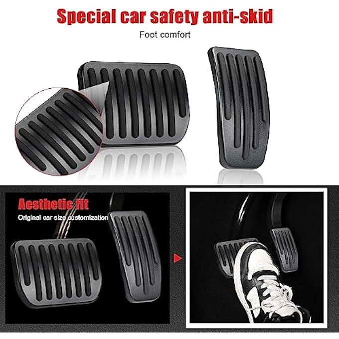Pedal Covers Set for Tesla Model 3 Model Y 2017-2024, Upgrade Skid-Resistant Brake Caliper Covers Foot Accelerator Pedal Aluminum Premium Performance Protection Car Interior Accessoriesï¼ˆBlackï¼‰ - Image 4