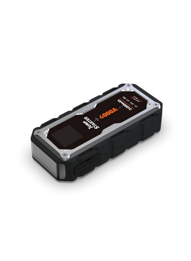 أوتو سمارت مشغل بطارية شدة تيار 24000 مللي أمبير ساعة بمنفذي يو اس بي  وشاشة ال سي دي لون أسود وفضي 24.5 × 12.5 × 16 سم ET5000 - Image 3