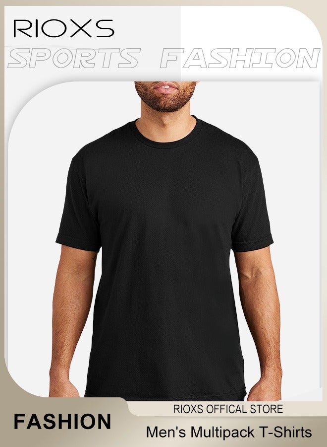 RIOXS 6 Pack T-Shirt for Men, Quick Dry Short Sleeve Sports Tee Shirt, Men's Summer Crew Neck Basic Tops, Quick Dry Breathable Athletic Tee Tops Bulk Sports Casual Undershirt, for Running Gym Workout Daily Wear, Black - Image 4