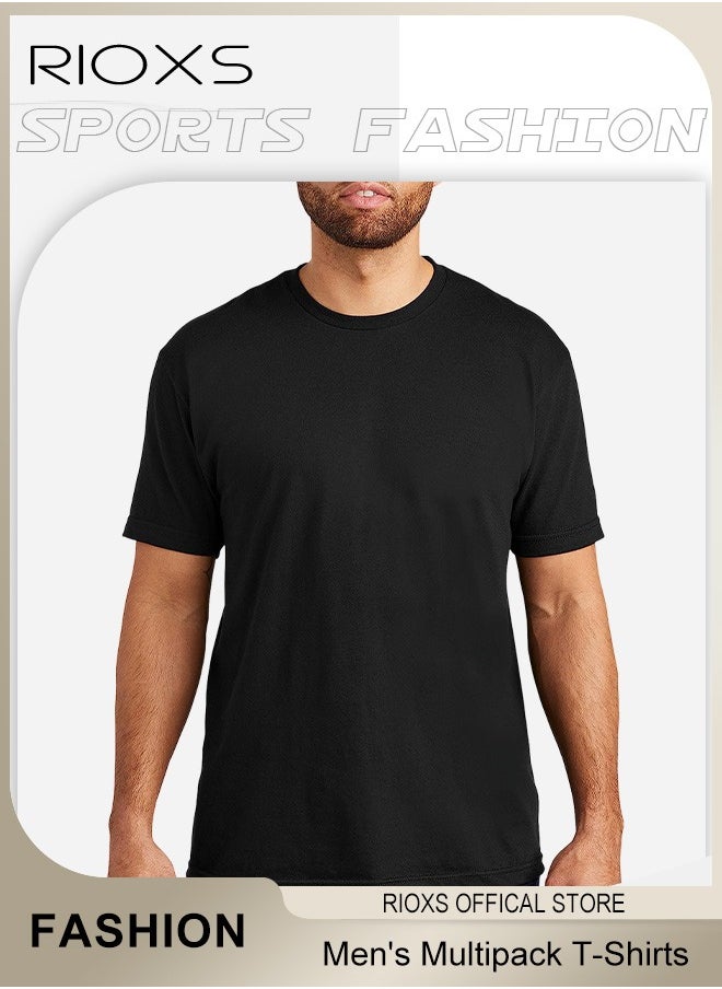 RIOXS 6 Pack T-Shirt For Men, Quick Dry Sports Tee Shirt, Men's Crew Neck T-Shirts Summer Basic Tops, Quick Dry Wicking T Shirts, Athletic Running Gym Workout Short Sleeve Tee Tops Bulk, Sports Casual Undershirt  - Image 3