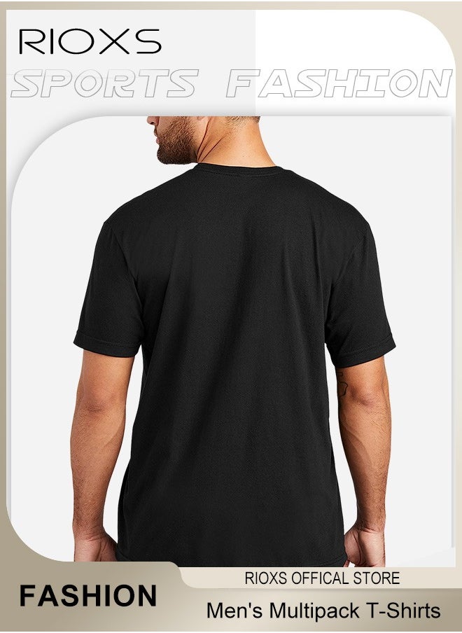 RIOXS 6 Pack T-Shirt For Men, Quick Dry Sports Tee Shirt, Men's Crew Neck T-Shirts Summer Basic Tops, Quick Dry Wicking T Shirts, Athletic Running Gym Workout Short Sleeve Tee Tops Bulk, Sports Casual Undershirt  - Image 4