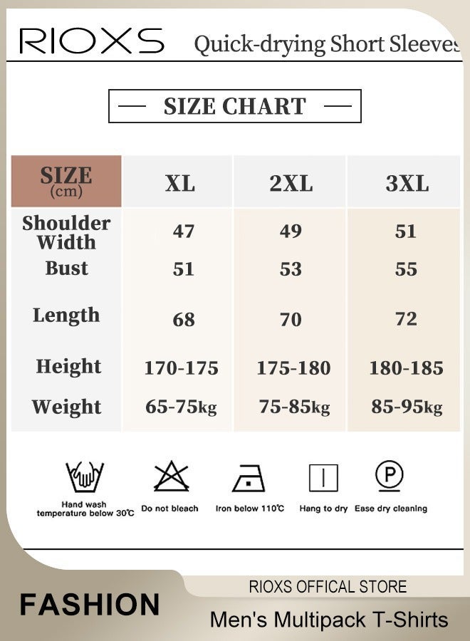 RIOXS 6 Pack T-Shirt for Men, Quick Dry Short Sleeve Sports Tee Shirt, Men's Summer Crew Neck Basic Tops, Quick Dry Breathable Athletic Tee Tops Bulk Sports Casual Undershirt, for Running Gym Workout Daily Wear, Black - Image 2