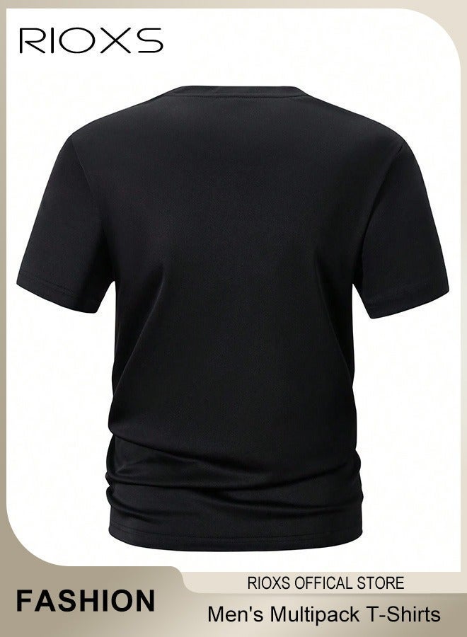 RIOXS 6 Pack T-Shirt for Men, Quick Dry Short Sleeve Sports Tee Shirt, Men's Summer Crew Neck Basic Tops, Quick Dry Breathable Athletic Tee Tops Bulk Sports Casual Undershirt, for Running Gym Workout Daily Wear, Black - Image 4