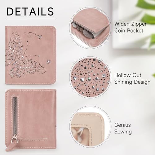 KITEVIUN Small RFID Wallet Women Ultra Thin Slim Womens Wallet Mini Compact Bifold Pocket Ladies Wallets for Women PINK - Image 4
