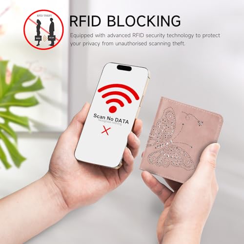 KITEVIUN Small RFID Wallet Women Ultra Thin Slim Womens Wallet Mini Compact Bifold Pocket Ladies Wallets for Women PINK - Image 5