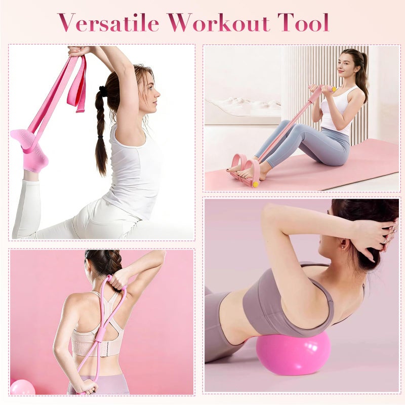 Mulyric Pilates Kit for Women, 15-Piece Ultimate Pilates Set with Pink Pilates Ring, Ball, Resistance Bands & Essentials - Premium Home Workout Equipment for Full Body Sculpting & Toning, Beginner to Pros - Image 5