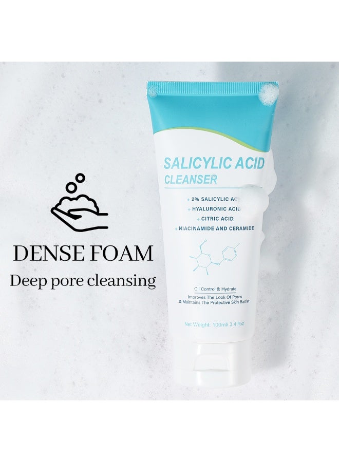 MOOYAM Salicylic Acid Cleanser 100ml, 2% Salicylic Acid with Hyaluronic Acid Citric Acid Niacinamide Ceramide, Controls Oil & Hydrates, Shrinks Pores, Protects Skin Barrier - Image 5