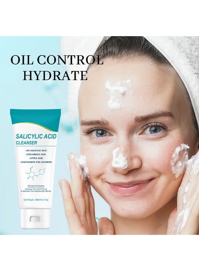 MOOYAM Salicylic Acid Cleanser 100ml, 2% Salicylic Acid with Hyaluronic Acid Citric Acid Niacinamide Ceramide, Controls Oil & Hydrates, Shrinks Pores, Protects Skin Barrier - Image 3