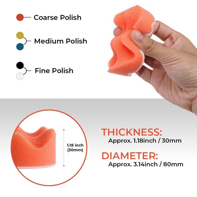 CANOPUS Polishing Pads for Drill, 11 PCs 3inch Heavy Duty Sponge Pads, Wool Polishing Waxing, Buffing Pads, Polishing sponge set with M10 Drill adapter, Car polishing Pad, Car Polishers and Buffers Fast & slow shipment compatible - Image 3