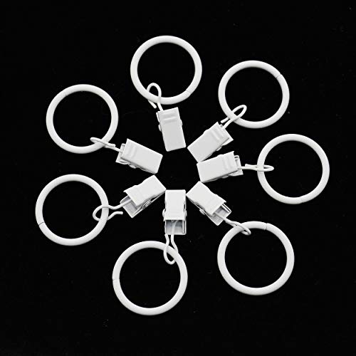 Karier 40 Pack White Curtain Rings with Clips,1 Inch Interior Diameter White Clip Rings for Curtain - Image 4