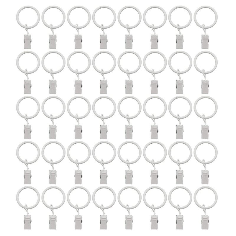 Karier 40 Pack White Curtain Rings with Clips,1 Inch Interior Diameter White Clip Rings for Curtain - Image 5