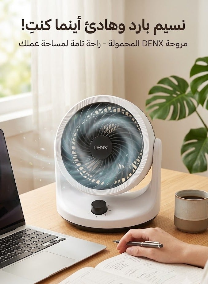 Denx DX2645 desk fan with 3D vibration, 3 speed settings, 30W power and 16cm blade diameter. - Image 4