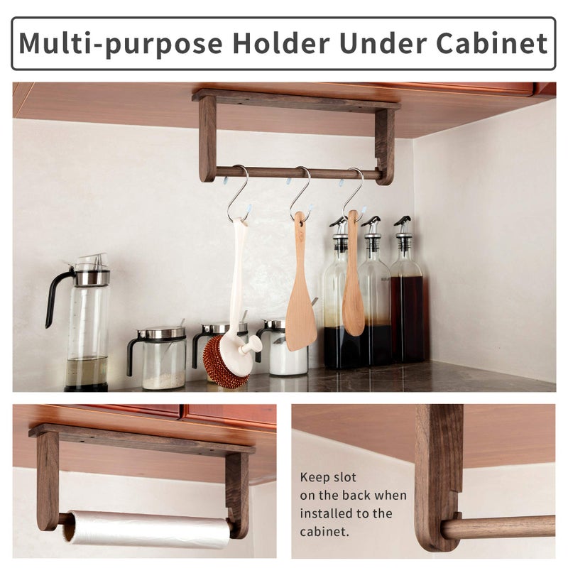 klleyna Wood-Paper-Towel-Holder-Under-Cabinet-Kitchen-Handmade - Wall Mounted/Adhesive No Drill Sturdy Roll Hanging Organizer, Horizontal Papertowel Dispenser Easytear, Handcraft Decor Gift Real Woodwork Home - Image 5