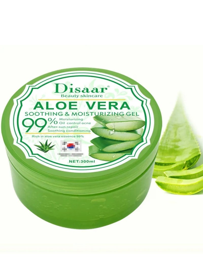 Disaar 300g Natural Aloe Vera Gel for Face and Body Refreshing and Moisturizing Gel Oil Control Deep Cleansing Brightening Skin Tone Shrinking Pores Natural Extracts Infused Face Cream Gel - Image 1