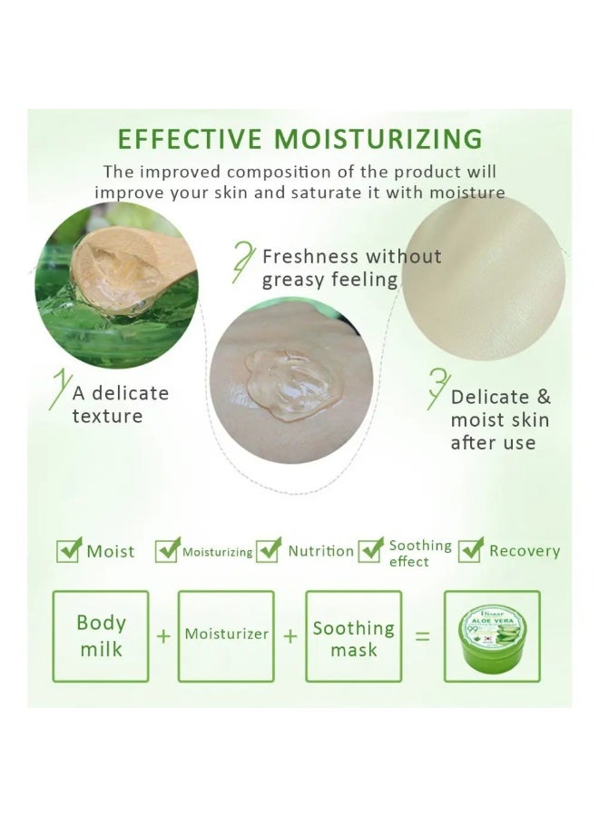 Disaar 300g Natural Aloe Vera Gel for Face and Body Refreshing and Moisturizing Gel Oil Control Deep Cleansing Brightening Skin Tone Shrinking Pores Natural Extracts Infused Face Cream Gel - Image 4