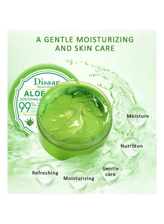 Disaar 300g Natural Aloe Vera Gel for Face and Body Refreshing and Moisturizing Gel Oil Control Deep Cleansing Brightening Skin Tone Shrinking Pores Natural Extracts Infused Face Cream Gel - Image 3
