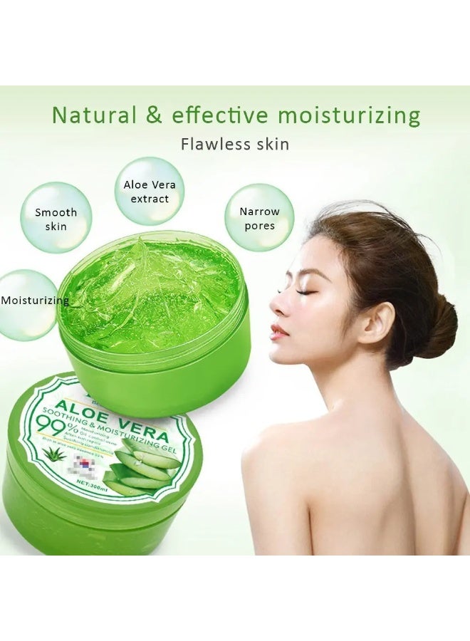Disaar 300g Natural Aloe Vera Gel for Face and Body Refreshing and Moisturizing Gel Oil Control Deep Cleansing Brightening Skin Tone Shrinking Pores Natural Extracts Infused Face Cream Gel - Image 5