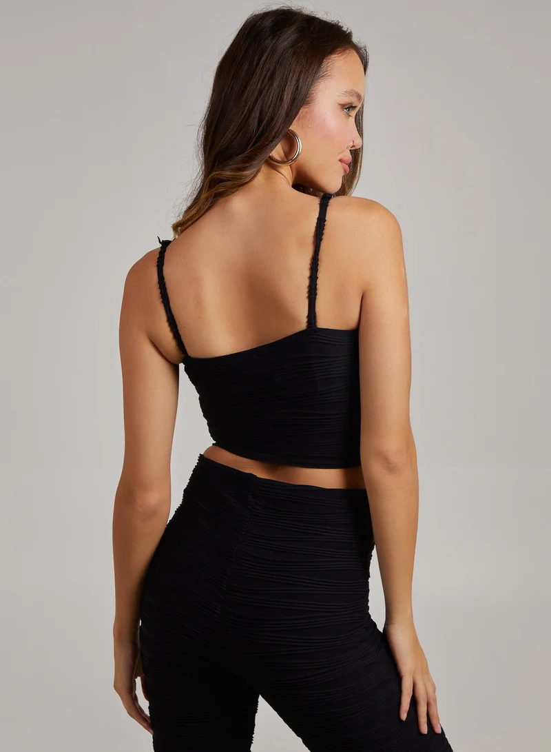 Pink Vanilla Swirl Rib Gold Chain Top