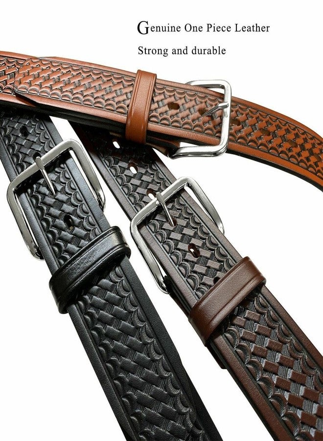 Belts.com Utility Uniform Work Belt w/Simple Single Prong Buckle One Piece Full Grain Leather Basketweave Embossed Belt 1-3/4"(45mm) Wide (Black, 40) - Image 3