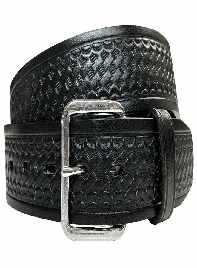 Belts.com Utility Uniform Work Belt w/Simple Single Prong Buckle One Piece Full Grain Leather Basketweave Embossed Belt 1-3/4"(45mm) Wide (Black, 40) - Image 1