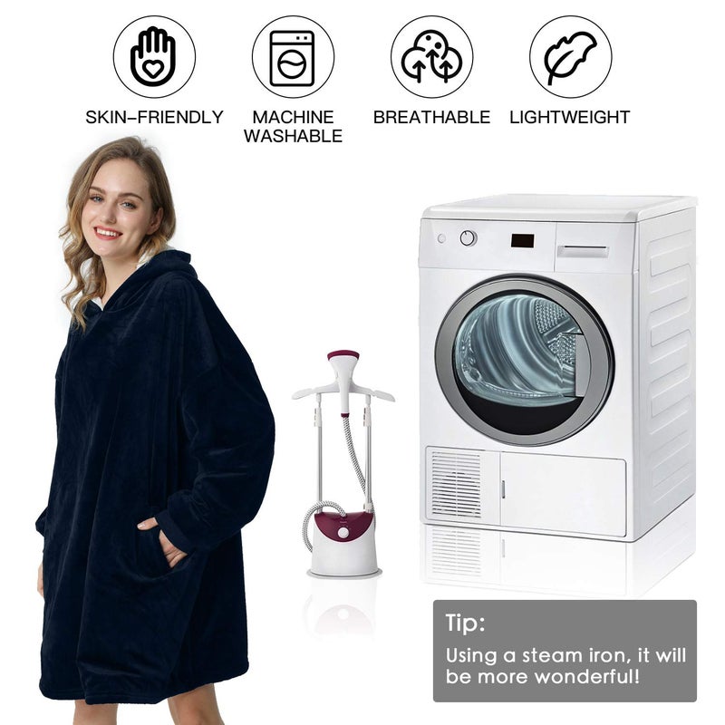 Letsfunny بطانية هوديي كبيرة الحجم يمكن ارتداؤها sherpa الصوف بطانية قميص Super Super ناعم دافئ مع هدايا الجيب العملاقة للنساء الرجال البالغين المراهقين أطفال واحد يناسب الجميع - Image 3