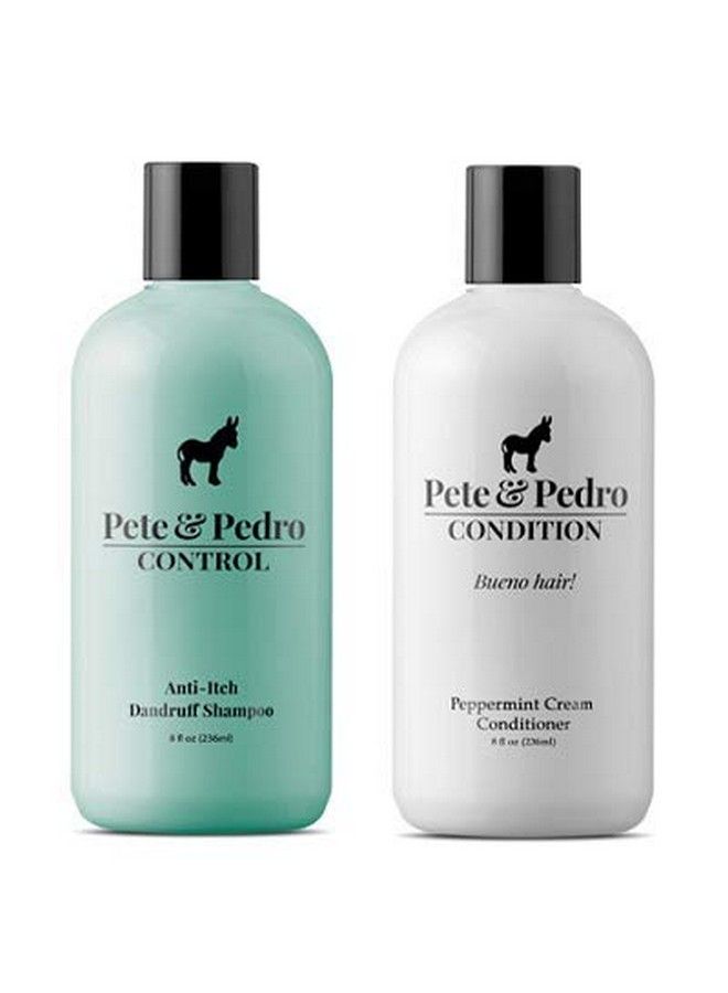 Pete & Pedro Control & Condition Set Extrastrength Dandruff & Antiitch Shampoo Treatment & Peppermint Conditioner For Flakes Dry Hair & Itchy Scalp Men & Women | As Seen On Shark Tank 8 Oz. Each - Image 2