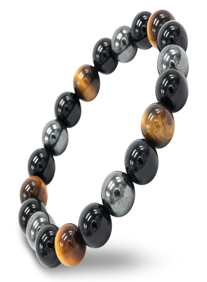 Conscious Items Triple Protection Bracelet, Tigers Eye, Hematite Stone, & Black Obsidian Bracelet, Spiritual Stone Bracelets for Women & Men, 7.87 in - Image 1