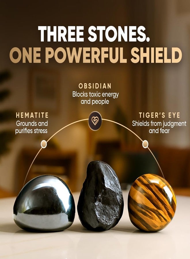 Conscious Items Triple Protection Bracelet, Tigers Eye, Hematite Stone, & Black Obsidian Bracelet, Spiritual Stone Bracelets for Women & Men, 7.87 in - Image 4