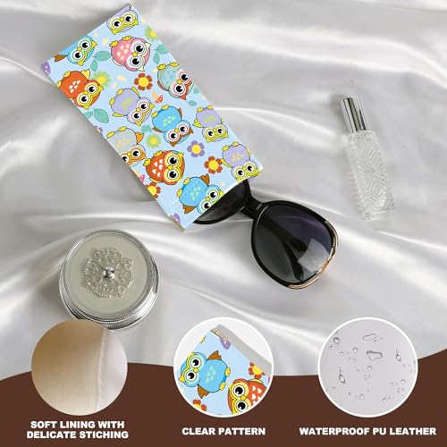 Anikathy 2Pcs Sunglass Eyeglass Glasses Case Soft PU Leather with Cleaning Cloth Soft Sunglasses Case Cute Aesthetic Portable Travel Glasses Pouch Bag for Men Women Girls（Avocado and Owl Pattern - Image 5
