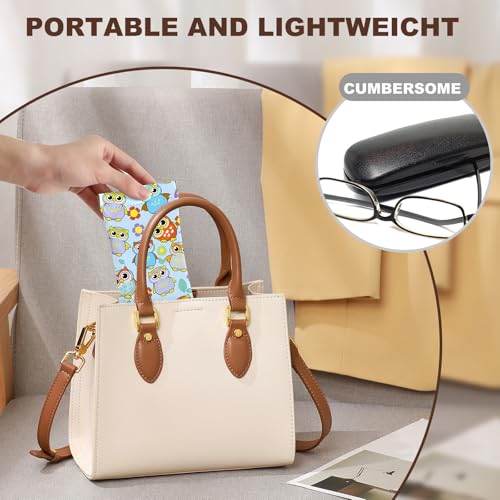 Anikathy 2Pcs Sunglass Eyeglass Glasses Case Soft PU Leather with Cleaning Cloth Soft Sunglasses Case Cute Aesthetic Portable Travel Glasses Pouch Bag for Men Women Girls（Avocado and Owl Pattern - Image 4