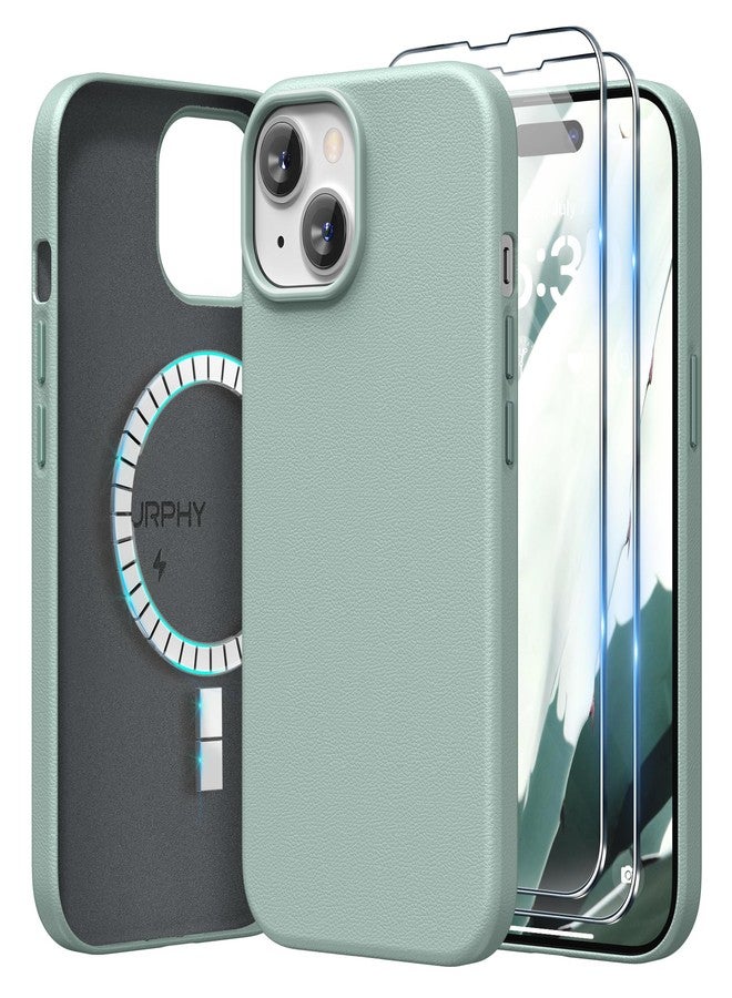 جراب SURPHY مصمم خصيصًا لهاتف iPhone 15 Plus، مصنوع من الجلد الصناعي (أزرار معدنية وبطانة من الألياف الدقيقة) لهاتف 15 Plus مقاس 6.7 بوصة إصدار 2023 (لون أخضر نعناعي). - Image 1