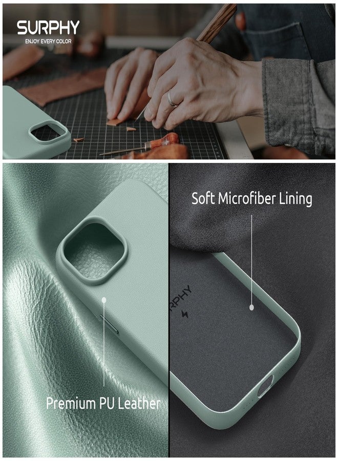 جراب SURPHY مصمم خصيصًا لهاتف iPhone 15 Plus، مصنوع من الجلد الصناعي (أزرار معدنية وبطانة من الألياف الدقيقة) لهاتف 15 Plus مقاس 6.7 بوصة إصدار 2023 (لون أخضر نعناعي). - Image 5