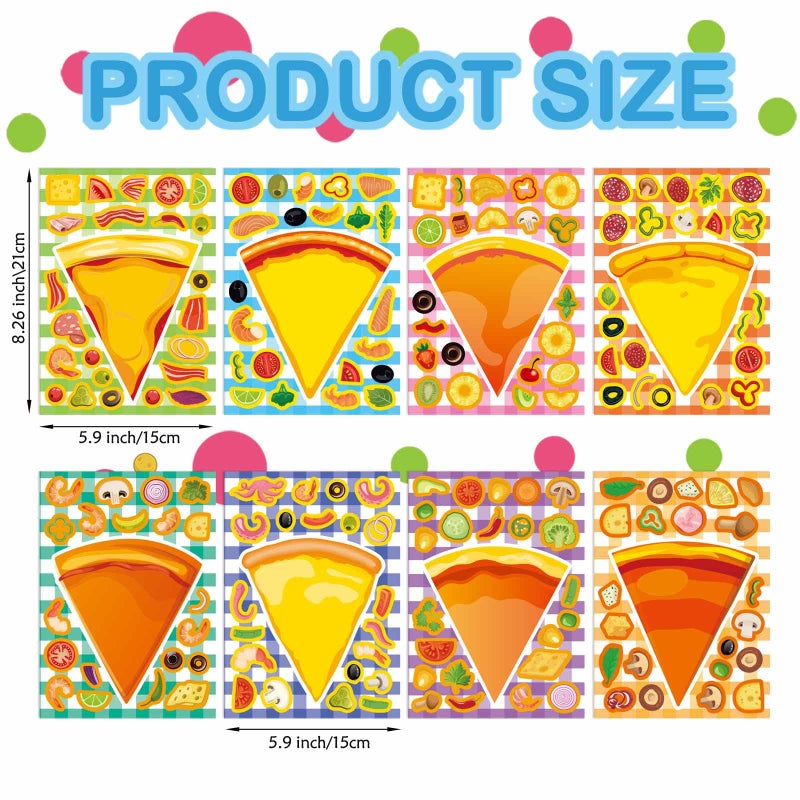 OTAITY 24 Sheets Make A Pizza Stickers for Kids, Make Your Own Stickers, Pizza Parties Cute Party Favors Decorations, DIY Arts Birthday Games Family Night - Image 2