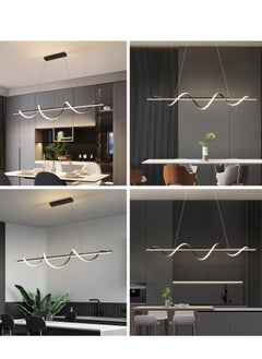 YATAI LIGHTING Modern LED Chandelier Dining Room Island, Wave Shape 120cm Long Black Classic Chandelier Light for Kitchen and Dining Room Table, Acrylic Adjustable Color Temperature Chandelier Lamp  - Image 2