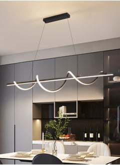 YATAI LIGHTING Modern LED Chandelier Dining Room Island, Wave Shape 120cm Long Black Classic Chandelier Light for Kitchen and Dining Room Table, Acrylic Adjustable Color Temperature Chandelier Lamp  - Image 3