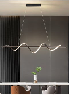 YATAI LIGHTING Modern LED Chandelier Dining Room Island, Wave Shape 120cm Long Black Classic Chandelier Light for Kitchen and Dining Room Table, Acrylic Adjustable Color Temperature Chandelier Lamp  - Image 4