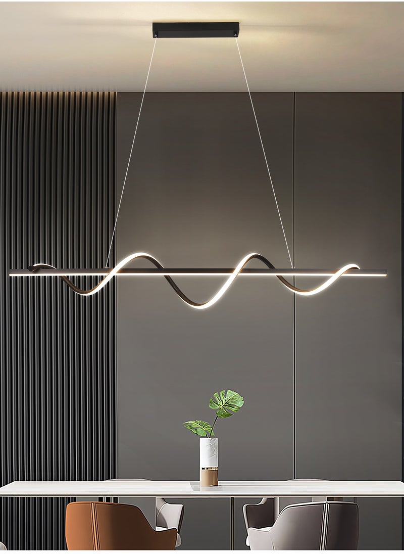 YATAI LIGHTING جزيرة غرفة الطعام الحديثة LED الثريا، شكل موجة 120 سم طويل أسود كلاسيكي ضوء الثريا للمطبخ وطاولة غرفة الطعام، مصباح ثريا درجة حرارة اللون قابل للتعديل من الأكريليك  - Image 4