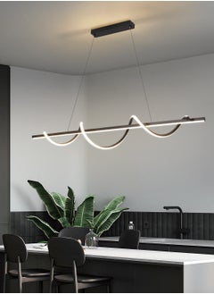 YATAI LIGHTING Modern LED Chandelier Dining Room Island, Wave Shape 120cm Long Black Classic Chandelier Light for Kitchen and Dining Room Table, Acrylic Adjustable Color Temperature Chandelier Lamp  - Image 5