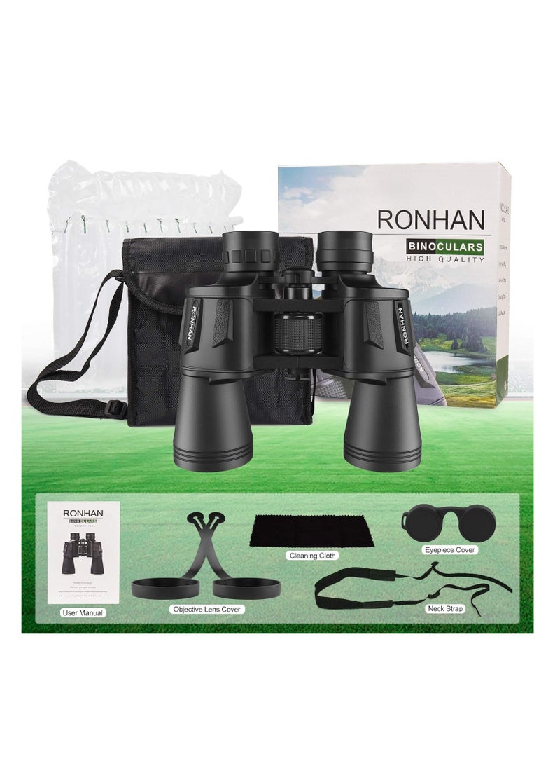RONHAN 20x50 Binoculars for Adults High Powered, Military Compact HD Professional/Daily Waterproof Binoculars Telescope for Bird Watching Travel Hunting Football Games Stargazing with Carrying Case and Strap  - Image 5