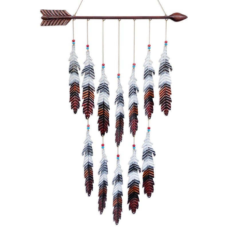 VinSees Metal Arrow Feather Wall Art Native American Indian Style Decor Arrow Western Decor Wind Chime Pendants Thanksgiving Gift American Indian Decoration