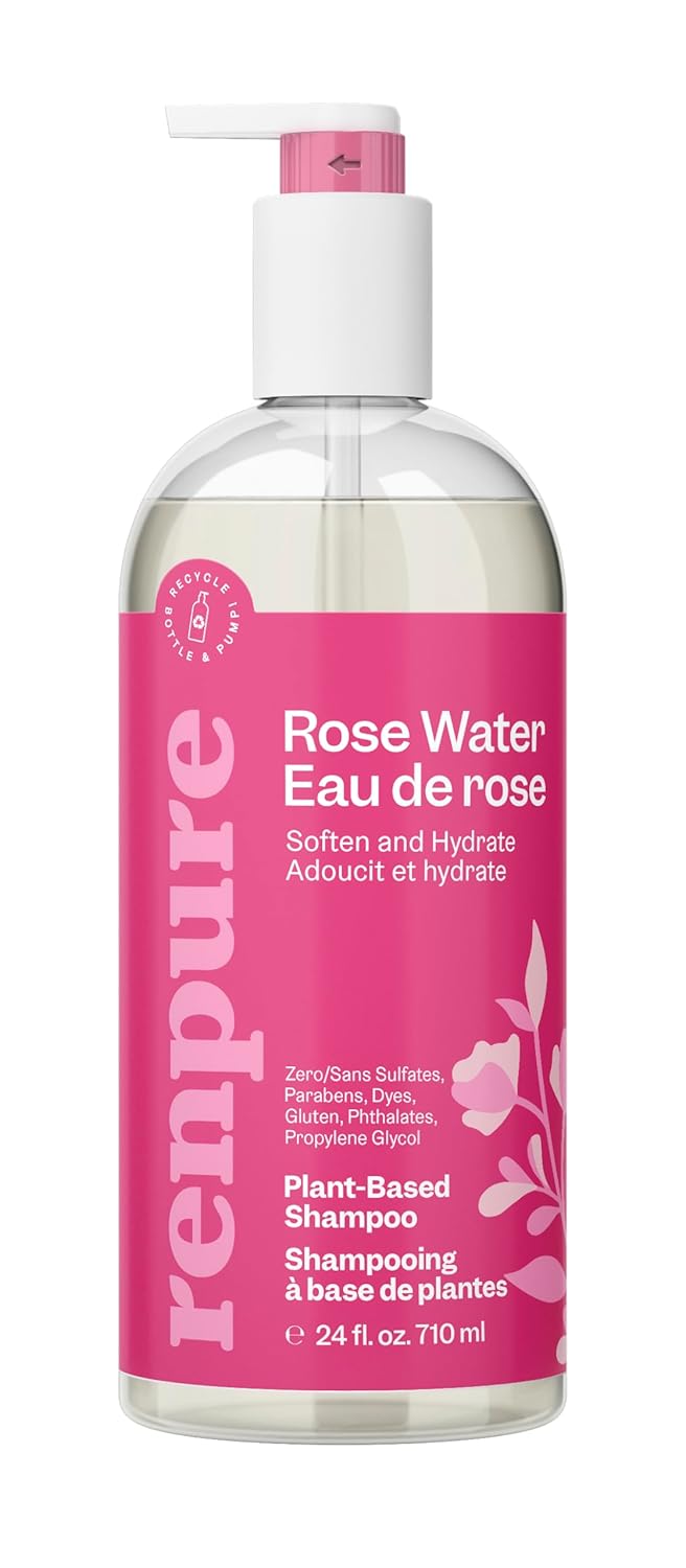 RENPURE PlantBased Rose Hydrating Shampoo for Dry Hair  SulfateFree ParabenFree CrueltyFree  ColorSafe  Naturally Moisturizing  Refreshing for Women