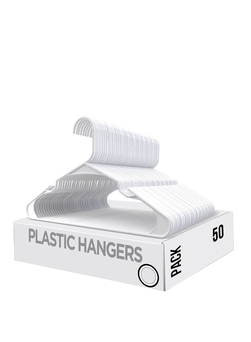 Utopia Home Utopia Home Clothes Hangers 50 Pack - Plastic Hangers Space Saving - Durable Coat Hanger with Shoulder Grooves (White)  - Image 1