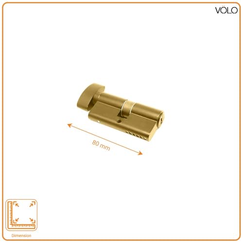 Volo Cylinder Lock – Brass Cylinder Compatible with Mortise Lock Systems for Home, Office, and Commercial Use (80MM Cylinder with Key (Antique)) - Image 2
