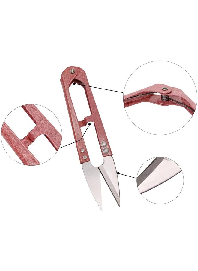 4PCS Pink/Gray Mini Sewing Scissors with 2PCS Leather Sheath Cover for Small Embroidery Thread Yarn Trimming - Image 2