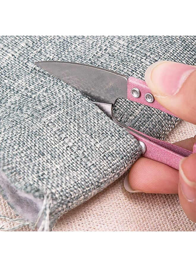 4PCS Pink/Gray Mini Sewing Scissors with 2PCS Leather Sheath Cover for Small Embroidery Thread Yarn Trimming - Image 4