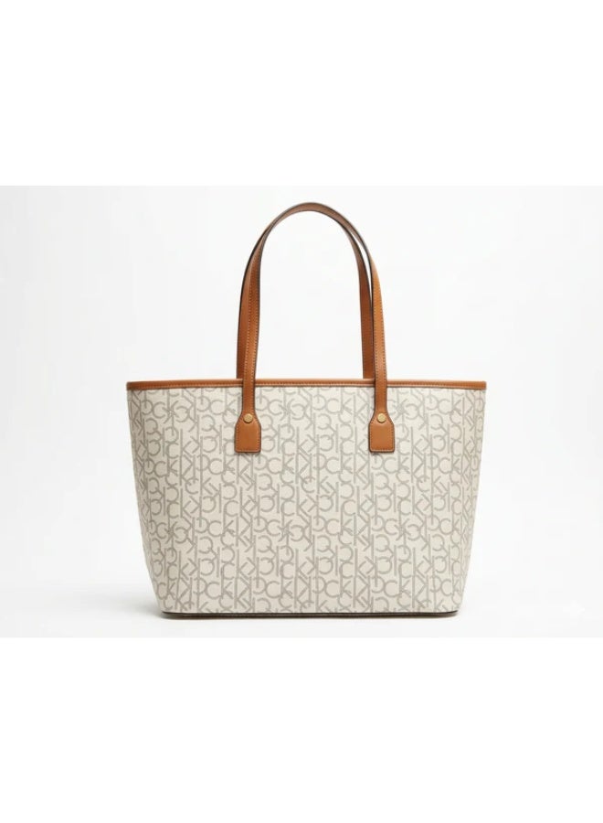 Calvin Klein Jeans Monogram Tote Set - Chic Beige & Cognac - Image 3