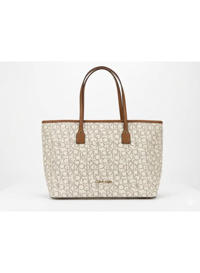 Calvin Klein Jeans Monogram Tote Set - Chic Beige & Cognac - Image 2